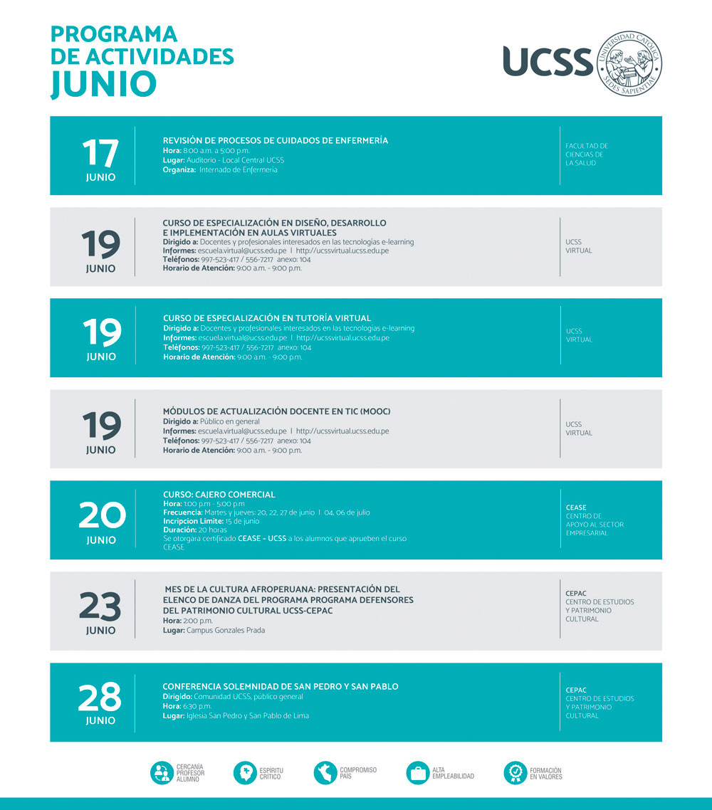 UCSS: Programa de actividades junio 2017