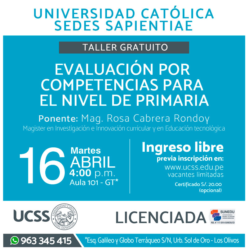 Taller gratuito: Evaluación por competencias para el nivel de primaria