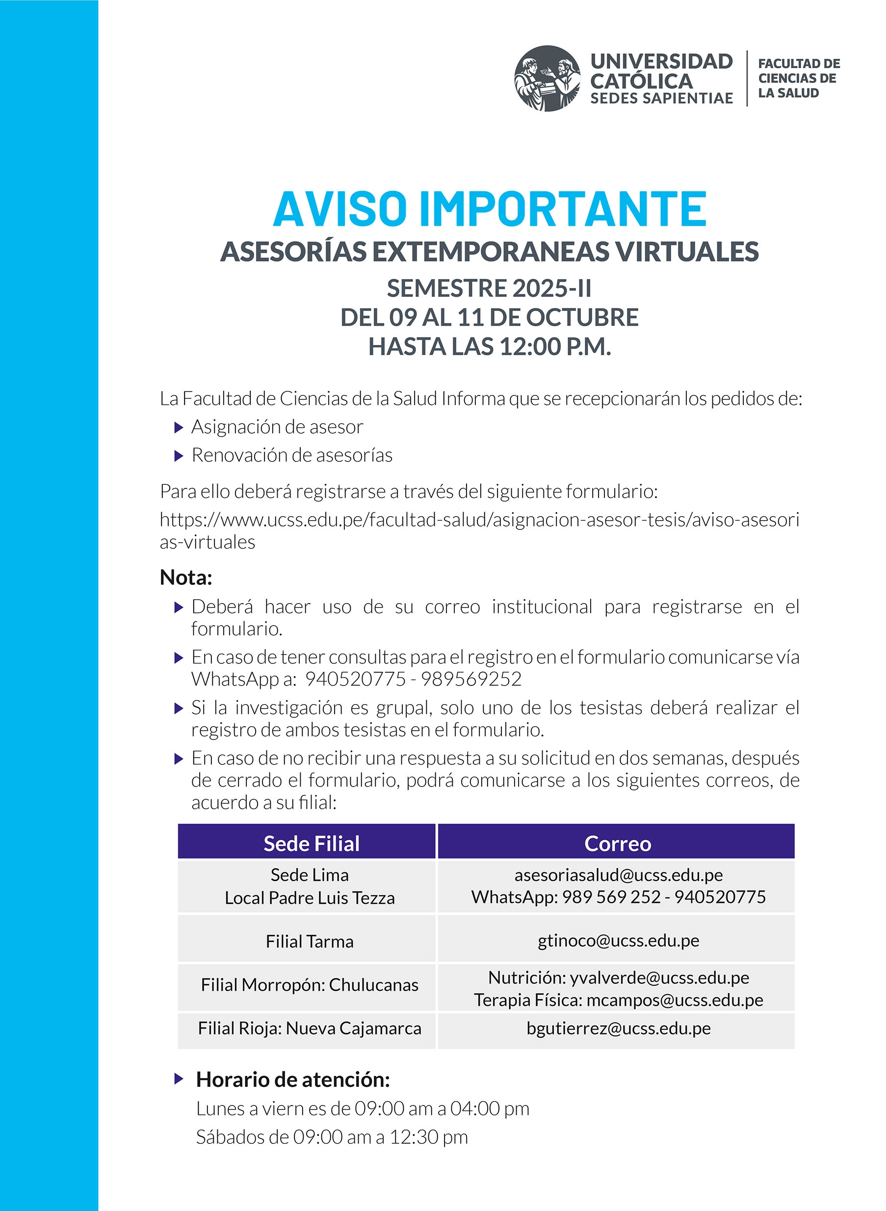 Aviso para asesorías virtuales