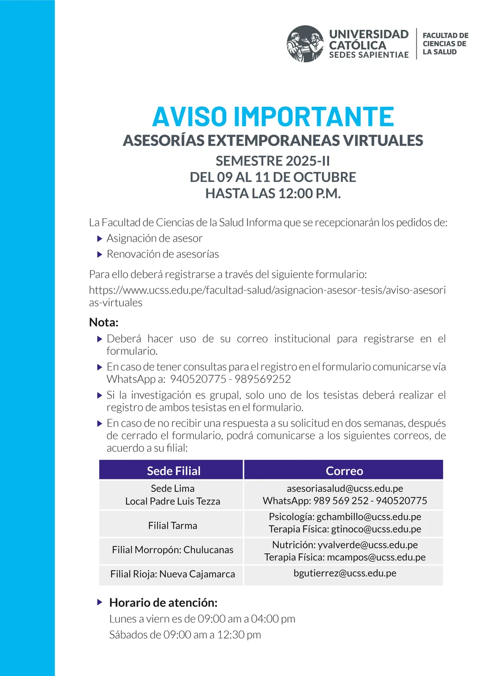 Aviso para asesorías virtuales