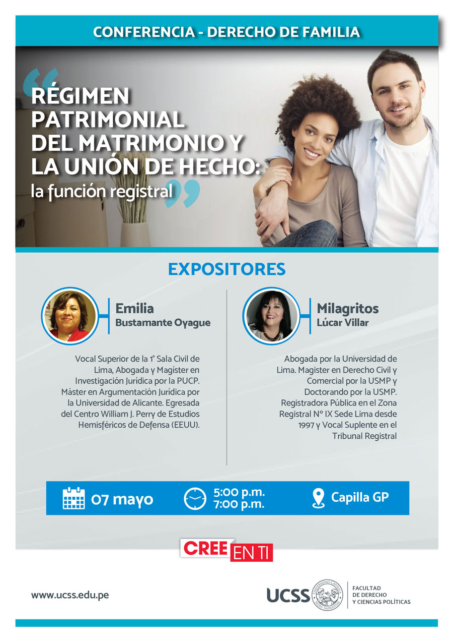 Conferencia - Derecho de Familia: Régimen Patrimonial del Matrimonio y la Unión de Hecho
