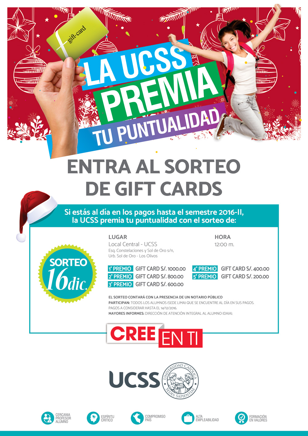 UCSS premia tu puntualidad