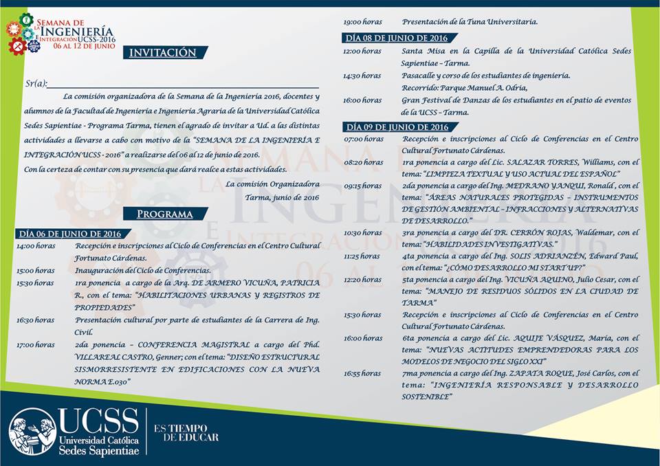 Semana de la Ingeniería e Integración UCSS - 2016